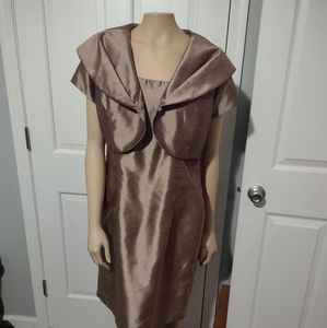S.L. Fashions gold dress w/ bolo jacket, size 14